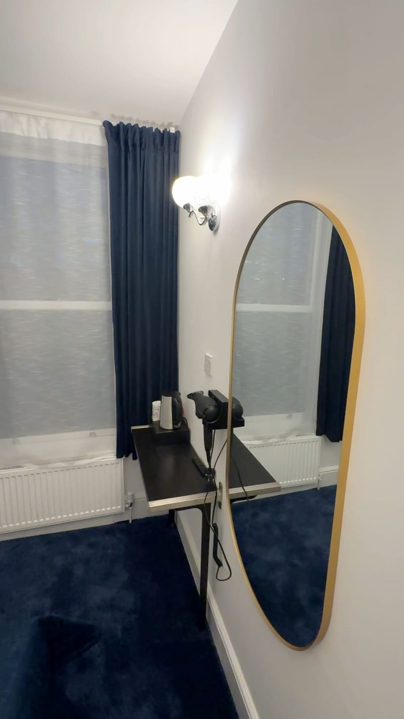 Economy Double — desk, mirror and window