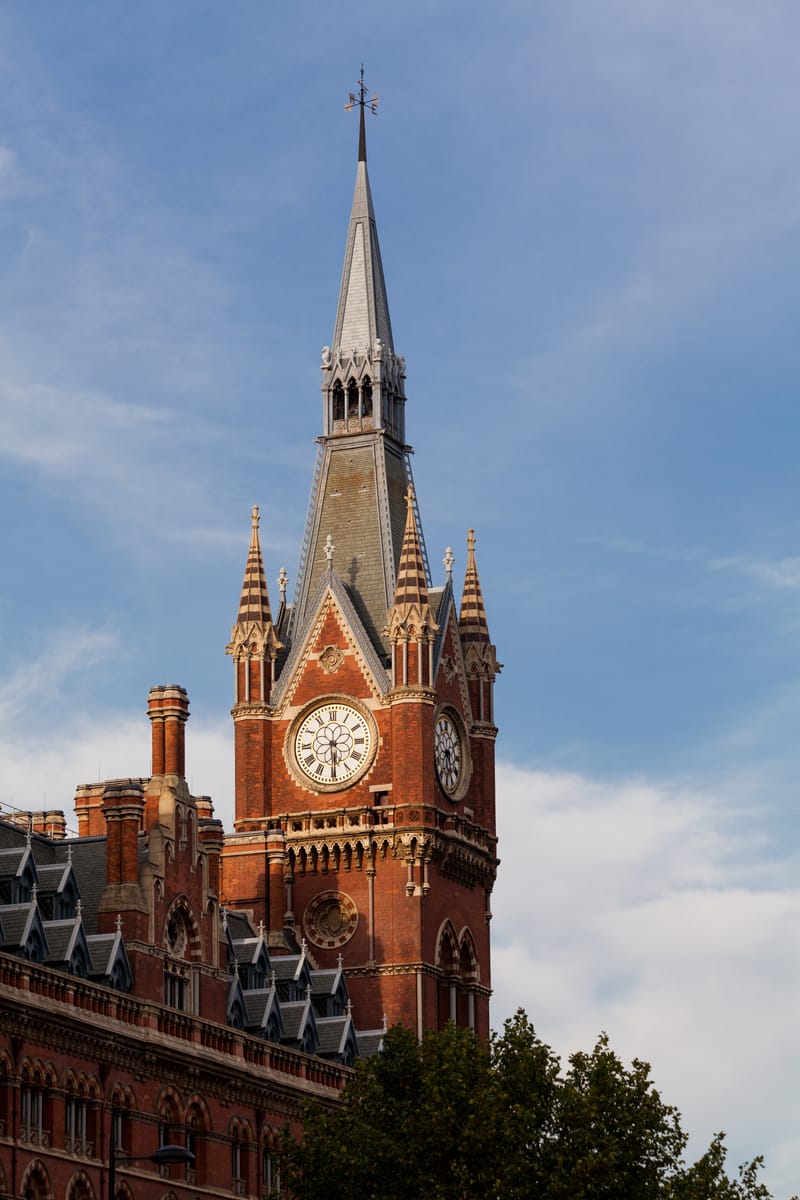 The clock tower of St Pancras station, a few minutes' walk from the Macdonald Hotel