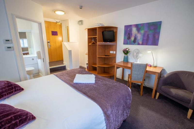 Large double bed, desk and TV
