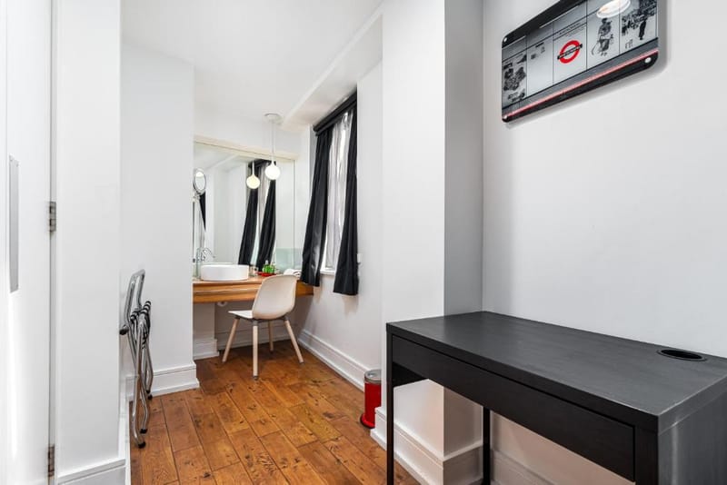 The desk and wardrobe in a Small Double Room