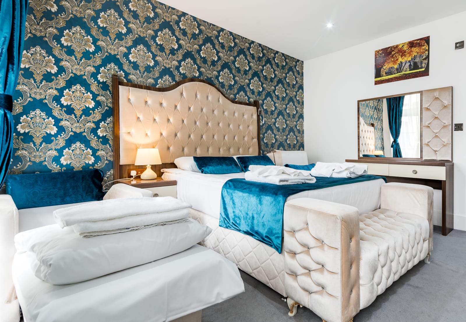 Family Room with a large double bed and two single beds